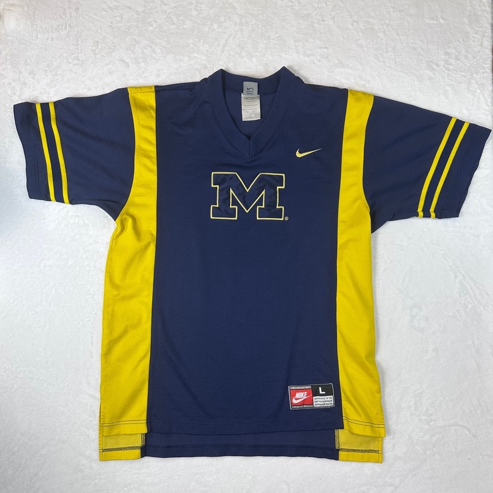 Vintage Nike Michigan Wolverines Jersey Mens Large Navy Yellow Embroidered Logo